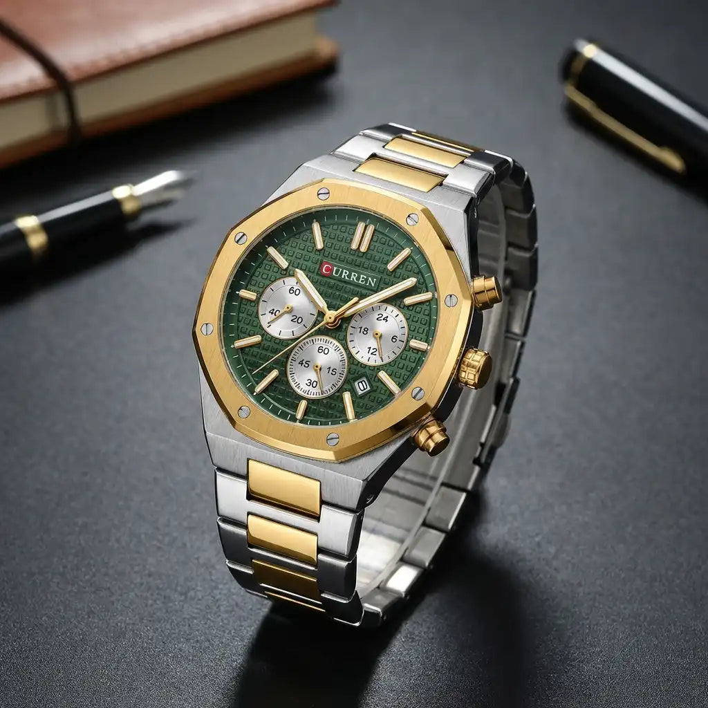 CURREN Montre Prestige Homme– vert Doré