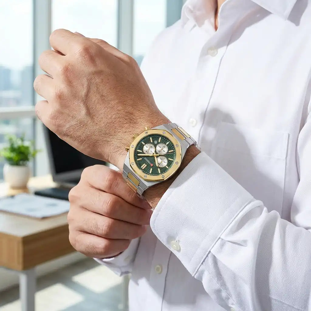 CURREN Montre Prestige Homme– vert Doré
